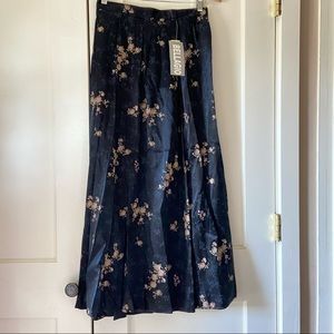 Black maxi skirt with pink accent flowers
